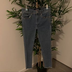 Express Embellished Cut Off Skinny Jeans